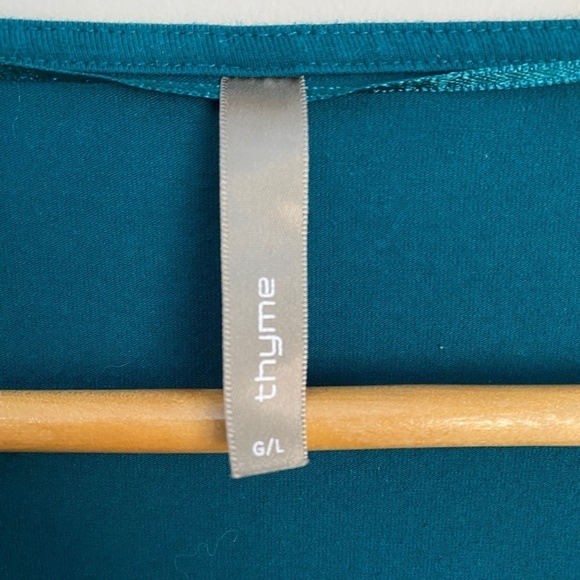 Thyme Maternity Teal Asymmetric Square Neck Short Sleeve‎ Tunic Top Size Large - Picture 2 of 9